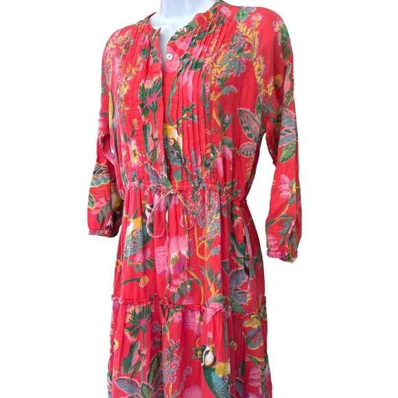 Banjanan Womens Paradise Pink Voile Bazaar Dress Medium Retail 380 Tropical Chic - Picture 2 of 6